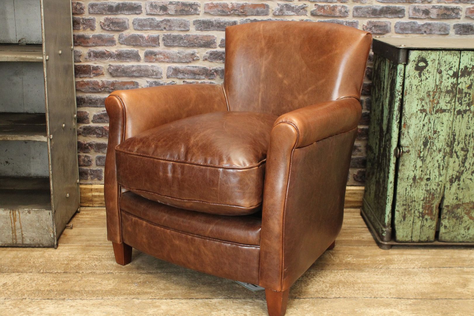 VINTAGE STYLE CLUB LEATHER ARMCHAIR AGED LEATHER eBay